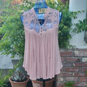Free People Western Romance Inspired Top Size Medium
